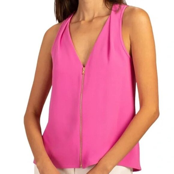 💕TRINA TURK💕 Banning Top ~ Snapdragon Pink Small S NWT - Picture 1 of 12